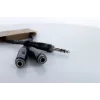Cordial 14882 Cabo adaptador Y jack estéreo 6,3mm, 1x ficha macho para 2x ficha fêmea, 0,3m, preto PVC