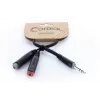 Cordial 14890 Cabo adaptador Y de áudio ficha jack estéreo 6,3mm para 2x ficha fêmea jack mono 6,3mm 0,30m preto PVC cabo duplo