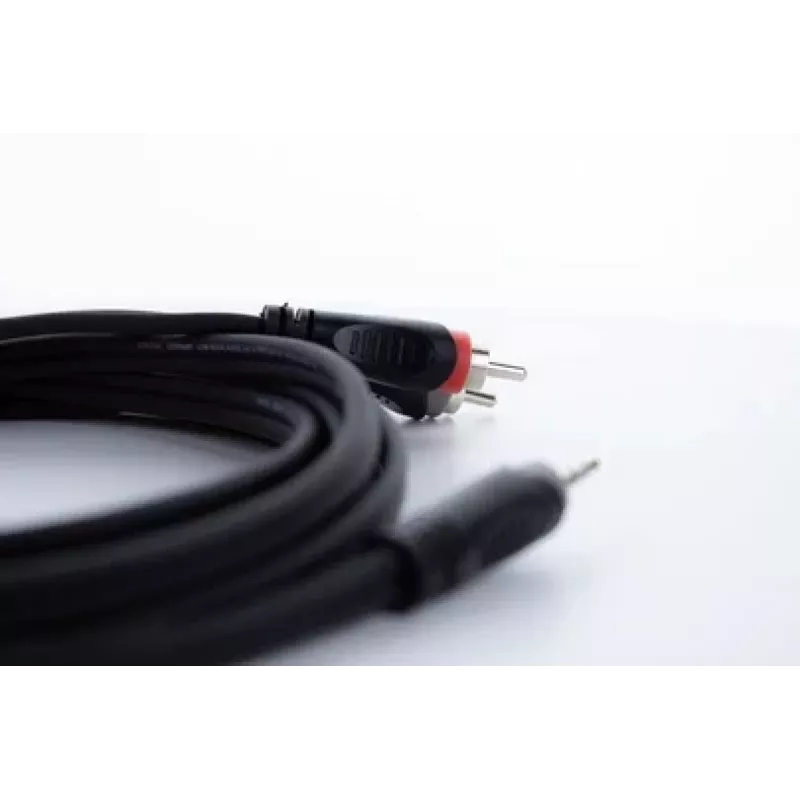 Cabo adaptador em Y de áudio Cordial 14855 3,5 mm jack estéreo para 2x RCA, 1,5 m, preto