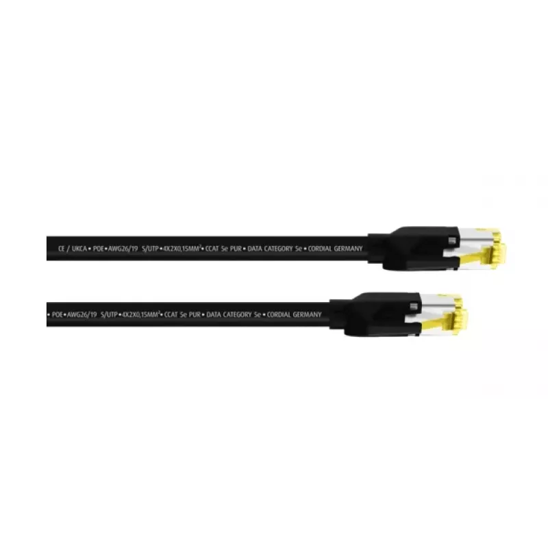 Cabo de rede Cordial 15537 CAT 5e S/UTP, RJ45, 3 m, bainha PUR preta