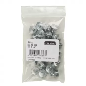 Bico de lubrificação cónico Pressol H1 reto G 1/4 galvanizado 25 unidades (16 038)