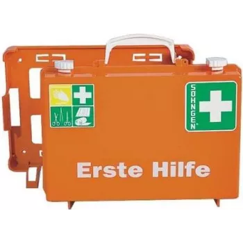 SÖHNGEN ERSTE-HILFE KOFFER DELUXE Mala de primeiros socorros DIN 13157 laranja ABS montagem na parede O301138