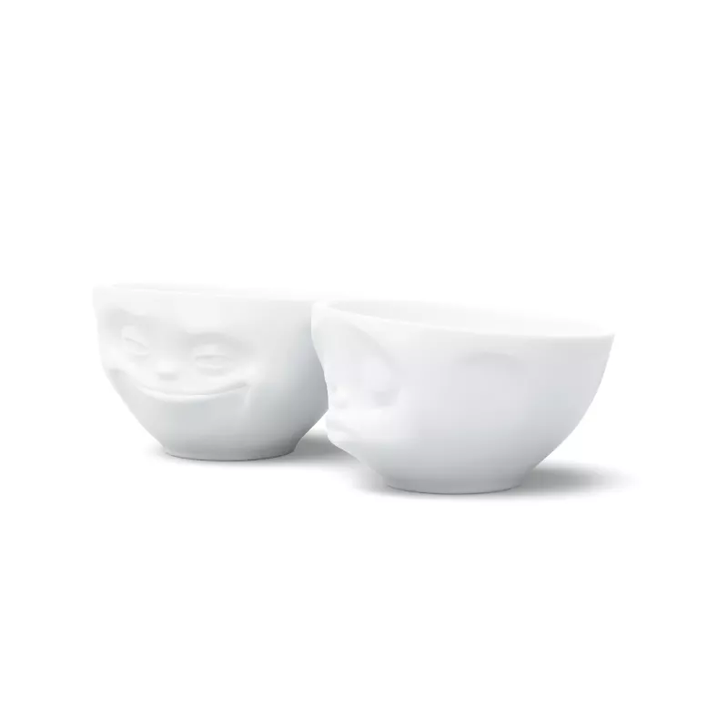 FIFTYEIGHT PRODUCTS T012201 Conjunto de tigelas 200ml Sorridente e Beijando Porcelana branca
