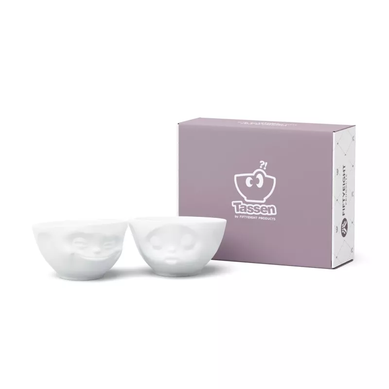 FIFTYEIGHT PRODUCTS T012201 Conjunto de tigelas 200ml Sorridente e Beijando Porcelana branca