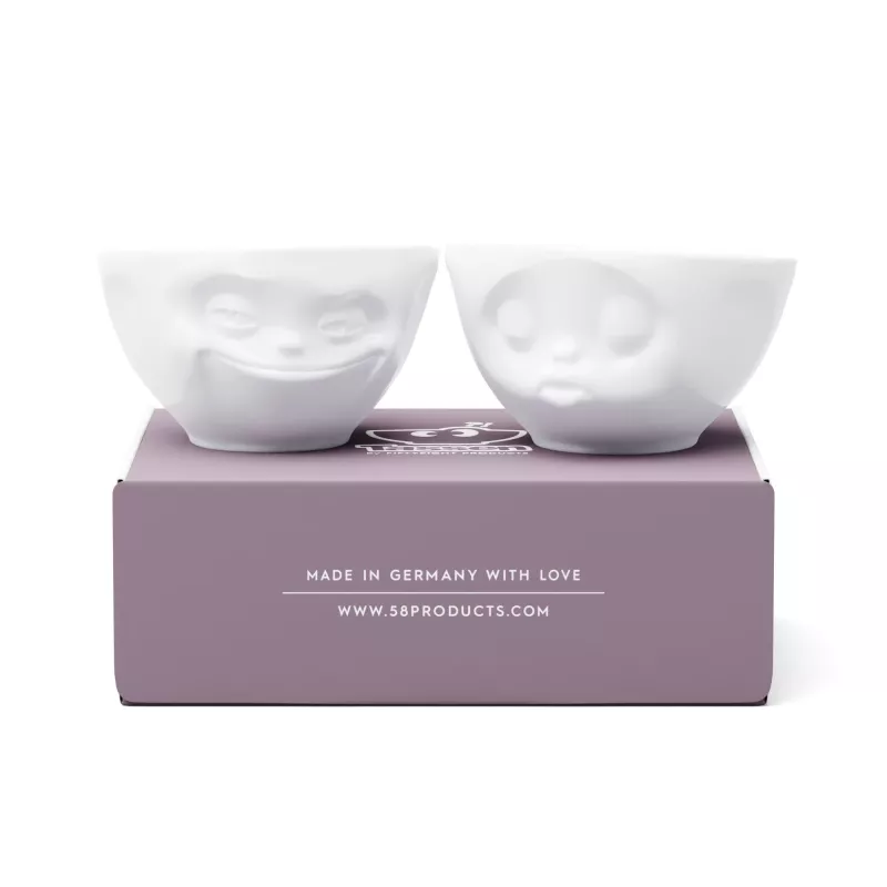 FIFTYEIGHT PRODUCTS T012201 Conjunto de tigelas 200ml Sorridente e Beijando Porcelana branca