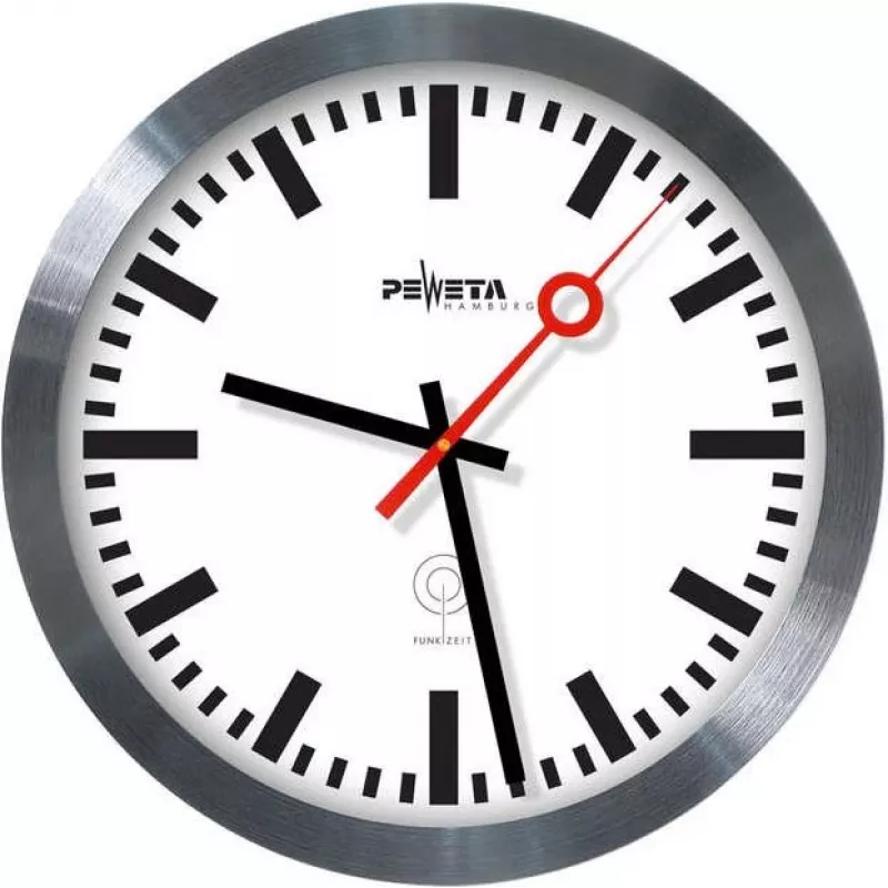 PEWETA Relógio de parede sem fios Relógio de estação, 30 cm, alumínio 51.020.325