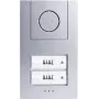 M-E MODERN-ELECTRONICS 41186 conjunto completo de videoporteiro com fios para 2 habitações – posto exterior prateado, postos interiores brancos, bus de 2 fios, função de abertura de porta