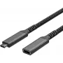 S CONN Flexline cabo de extensão USB-C, ficha USB-C para conector fêmea USB-C, USB 3.2 Gen 2, 100W PD, 4K@60Hz, revestimento têxtil, 1,5m, preto FL31-74006
