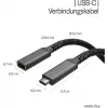 S CONN Flexline cabo de extensão USB-C, ficha USB-C para conector fêmea USB-C, USB 3.2 Gen 2, 100W PD, 4K@60Hz, revestimento têxtil, 1,5m, preto FL31-74006