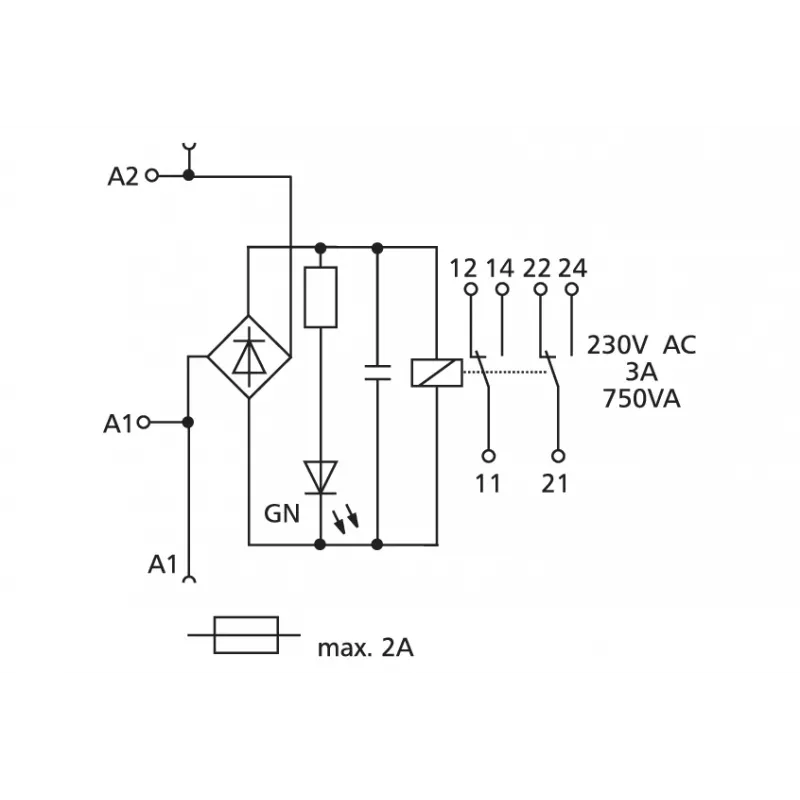 METZ CONNECT relé de acoplamento 24 V AC/DC KRA-F10/21-21 2W (11070213)