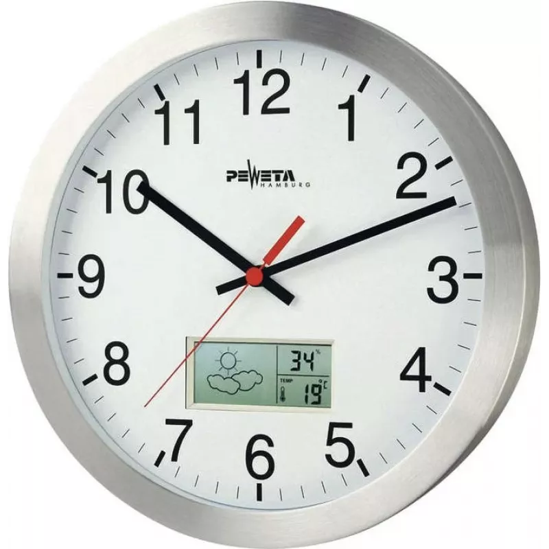 PEWETA relógio de parede com rádio 51.161.315, mostrador branco, 300 mm, DCF77