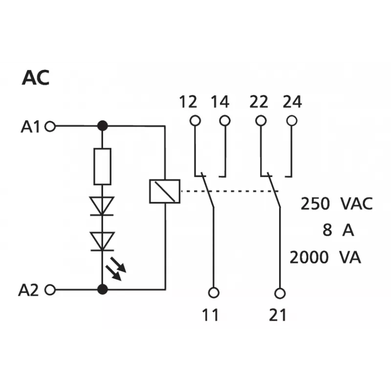 METZ CONNECT RM 21/21 230VAC módulo de relé de interface com LED, 2 contactos reversíveis, calha DIN 11050705