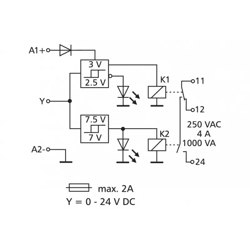 METZ CONNECT KRS-E08 3 24 V AC/DC módulo de relé de interface, 1 contacto reversível, 8 A, calha DIN 110673