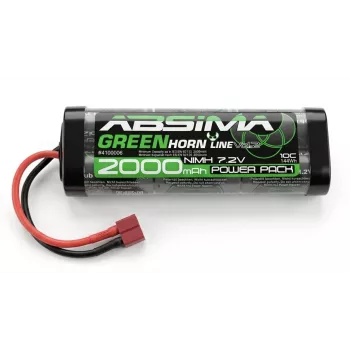 Absima Greenhorn pack de bateria NiMH 7,2V 2000mAh ficha T softcase para modelos RC