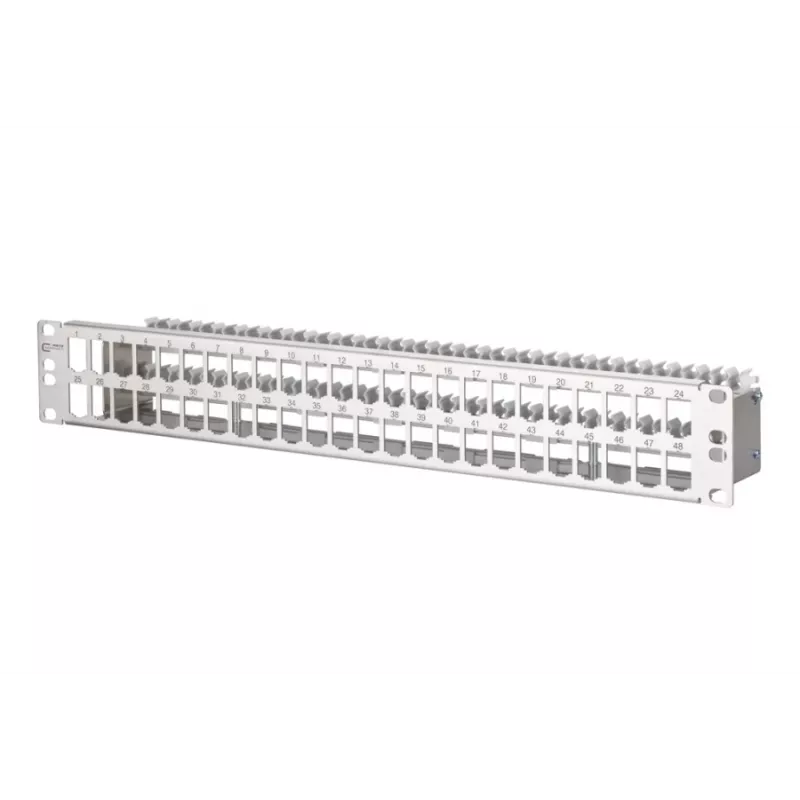 METZ CONNECT 130924-00-E MPP48 Patch panel de 48 portas, aço inoxidável, 1,5U, não equipado