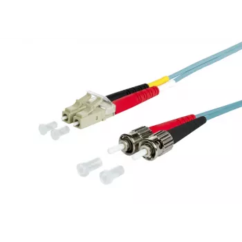 METZ BTR 151J1JOAO10E cabo de rede de fibra ótica OpDAT OM3 LC duplex para 2x ST multimodo, 1m, aqua, LSZH