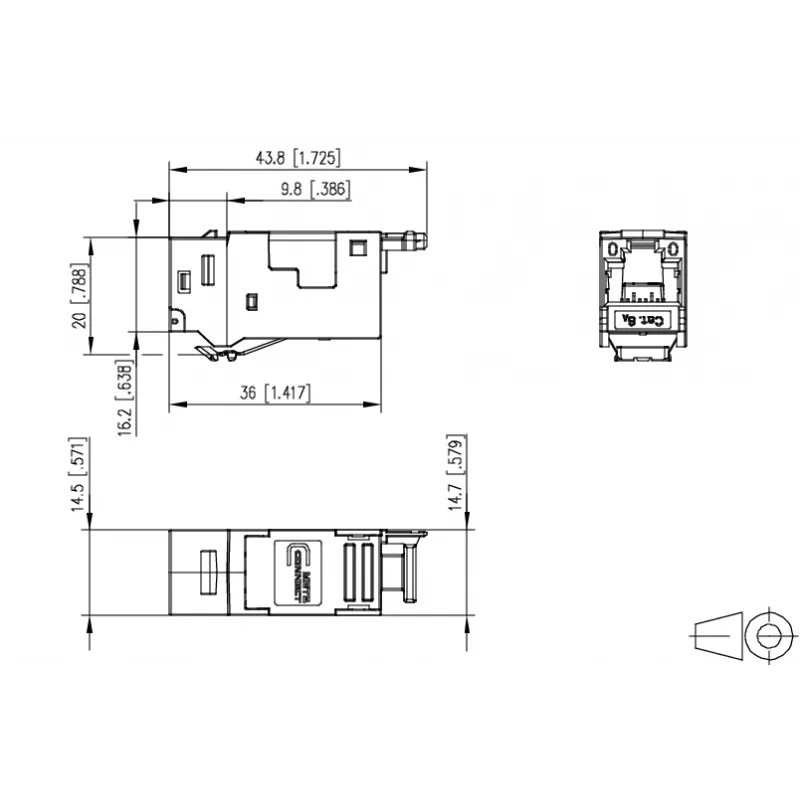 METZ BTR 130910D1APLKE Tomada de ligação Keystone de sobrepor, 1 porta, branco puro