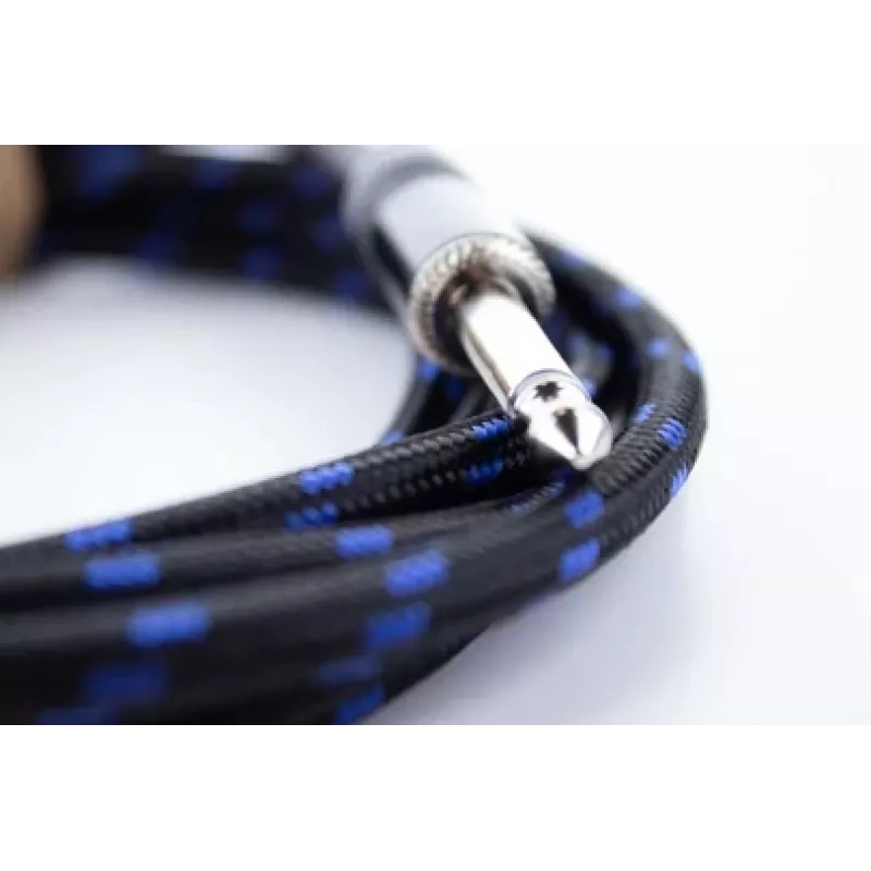 Cordial 14770 Cabo de áudio jack mono 6,3 mm TS para 6,3 mm TS 5 m preto/azul têxtil
