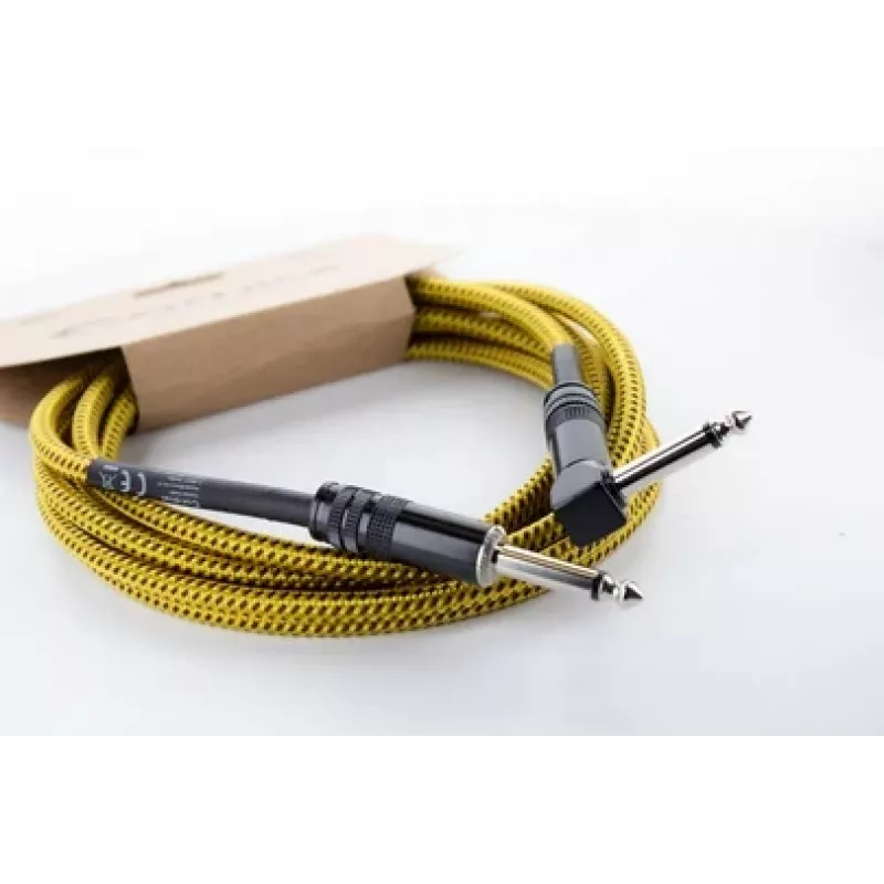 Cordial 14776 Cabo para instrumentos 6,3mm jack mono para 6,3mm jack mono, 3m, preto/amarelo têxtil