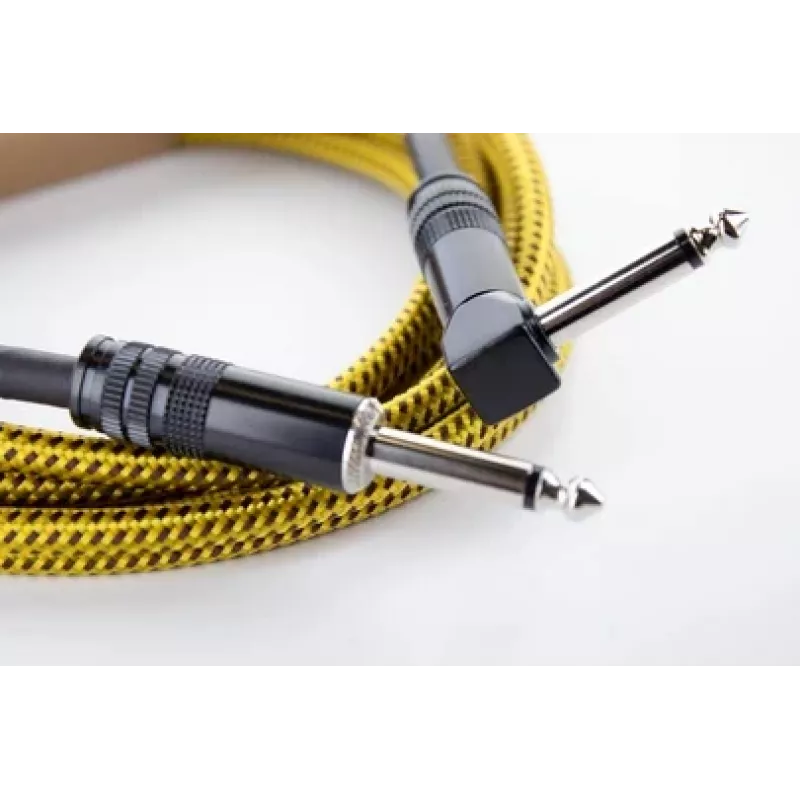 Cordial 14776 Cabo para instrumentos 6,3mm jack mono para 6,3mm jack mono, 3m, preto/amarelo têxtil