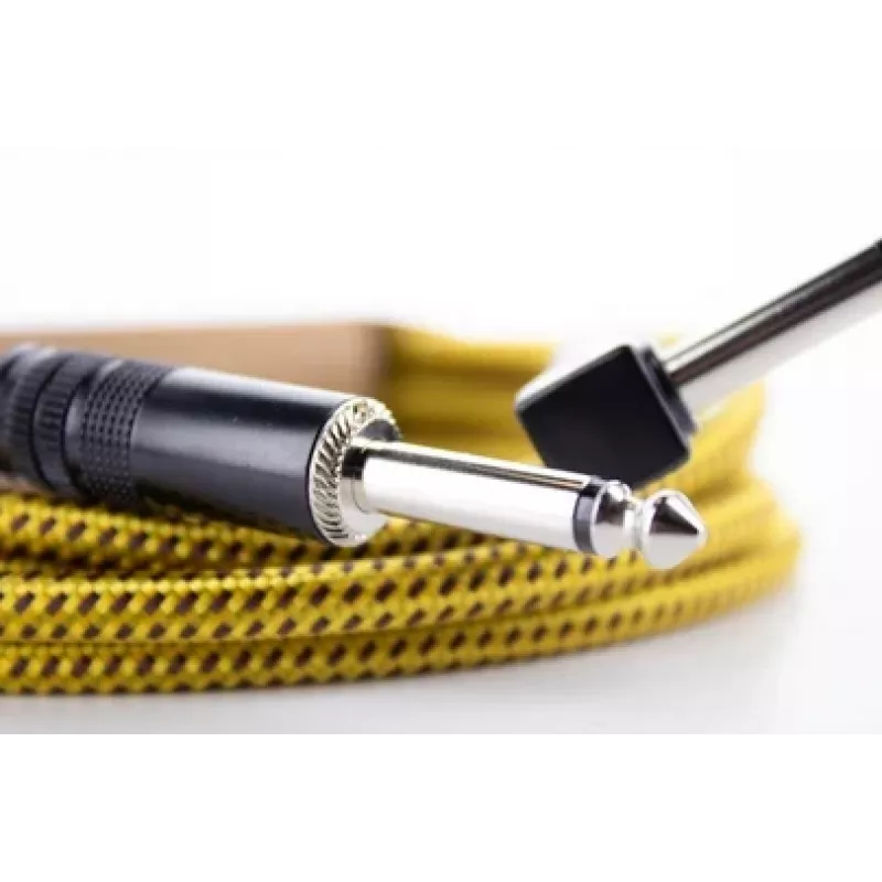 Cordial 14776 Cabo para instrumentos 6,3mm jack mono para 6,3mm jack mono, 3m, preto/amarelo têxtil