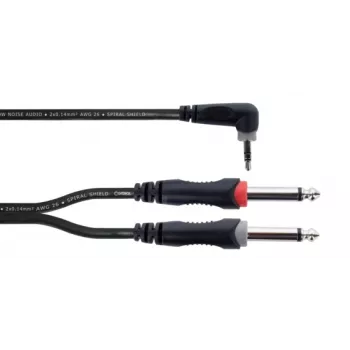 Cordial 14869 Cabo adaptador Y de áudio 3,5mm jack estéreo para 2x jack mono 6,3mm 5m preto