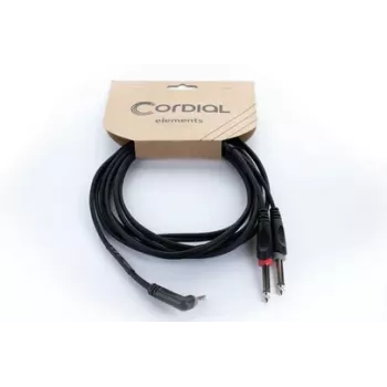 Cordial 14869 Cabo adaptador Y de áudio 3,5mm jack estéreo para 2x jack mono 6,3mm 5m preto