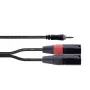 Cordial EY 1 WMM Cabo adaptador Y XLR, 3,5mm TRS para 2x XLR macho, 1m, OFC, blindagem em espiral, preto 14870