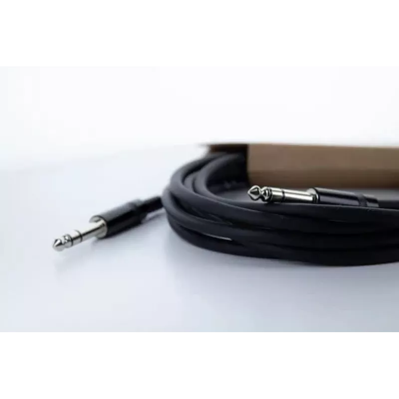 Cordial 14817 Cabo de áudio 6,3 mm TRS para 6,3 mm TRS 3 m preto PVC par entrançado