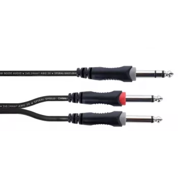 Cordial 14876 Cabo adaptador Y de áudio 6,3 mm jack estéreo para 2x jack mono 6,3 mm 1 m preto