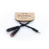 Cordial 14892 Cabo adaptador Y de áudio, ficha jack estéreo 3,5 mm para duas tomadas jack mono 6,3 mm, 0,3 m, PVC preto