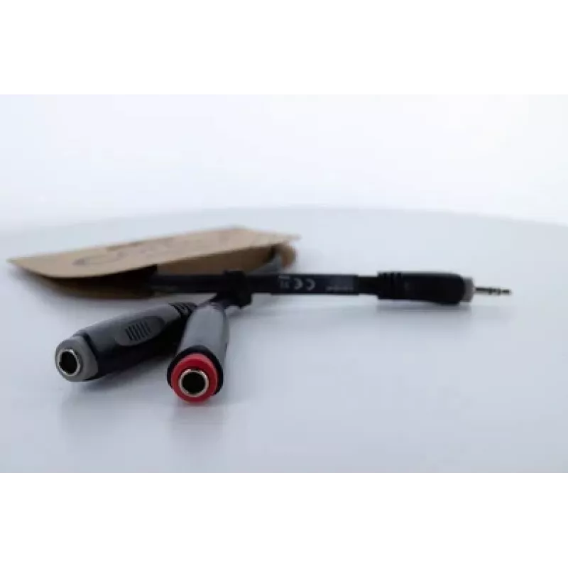 Cordial 14892 Cabo adaptador Y de áudio, ficha jack estéreo 3,5 mm para duas tomadas jack mono 6,3 mm, 0,3 m, PVC preto