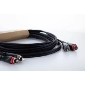 Cordial 14834 Cabo de áudio RCA 2x ficha RCA para 2x ficha RCA 0,5m preto PVC duplo