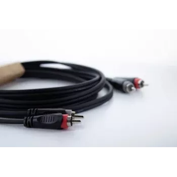 Cordial 14834 Cabo de áudio RCA 2x ficha RCA para 2x ficha RCA 0,5m preto PVC duplo