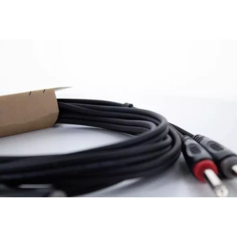 Cabo de áudio Cordial 14846 Twin Mono jack 6 m preto - 2x jack TS 6,3 mm para 2x jack TS 6,3 mm