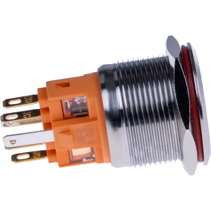 Botão JOY-IT BUTTON22B-M-GR (contacto de fecho), 22mm, 250V AC 7A, 1 NO, IP67, IK10, verde
