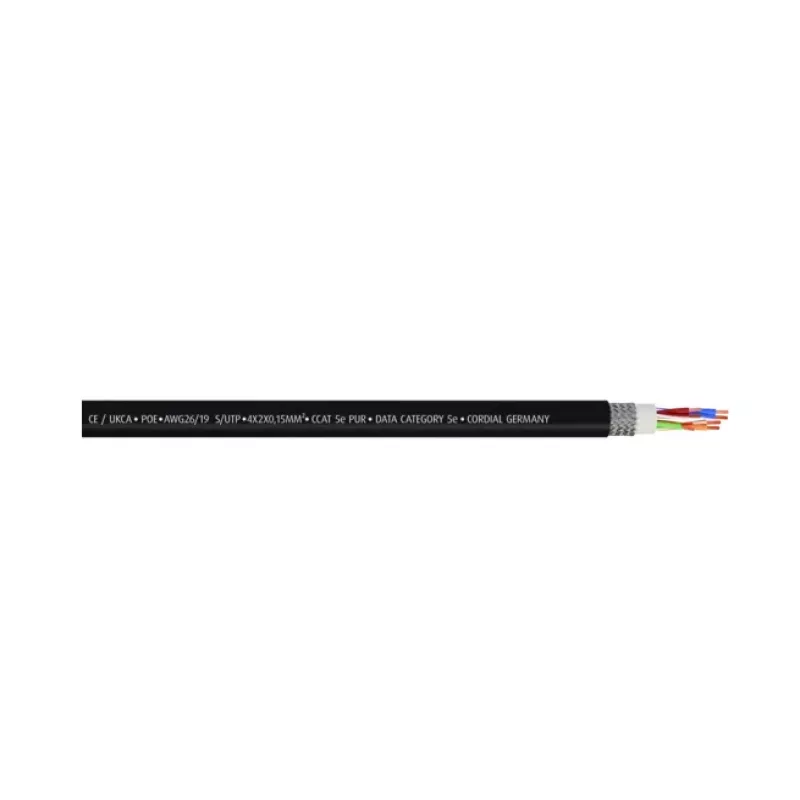 Cabo de rede Cordial 15550 CAT 5e S/UTP, 5 m, bainha PUR preta, RJ45, Gigabit Ethernet, indústria e exterior
