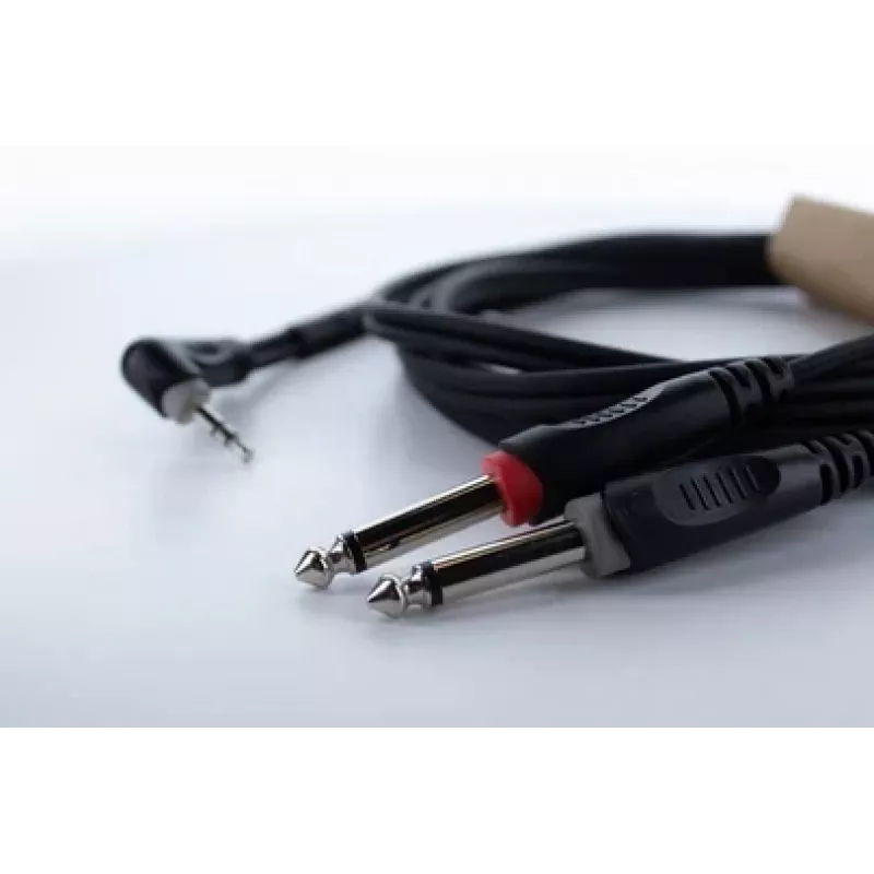 Cabo adaptador Y de áudio Cordial 14866 3,5 mm estéreo para 2x 6,3 mm mono 1 m preto
