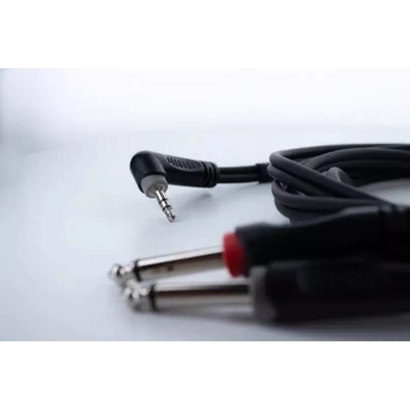 Cabo adaptador Y de áudio Cordial 14866 3,5 mm estéreo para 2x 6,3 mm mono 1 m preto