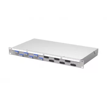 METZ CONNECT VIK 6xSC-D OS2 Painel de patch de fibra ótica, montagem em rack 1U, 12 fibras, monomodo, cinzento-claro 150450E206-F