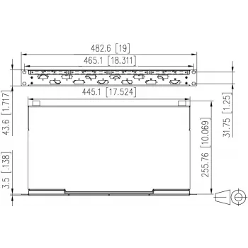 METZ CONNECT VIK 6xSC-D OS2 Painel de patch de fibra ótica, montagem em rack 1U, 12 fibras, monomodo, cinzento-claro 150450E206-F