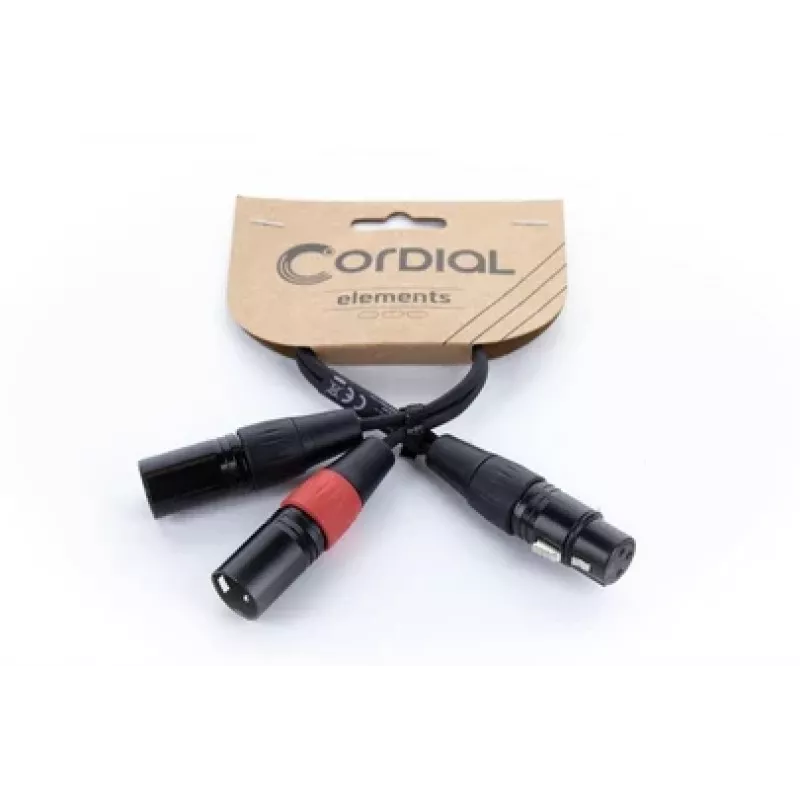 Cordial EY 0,3m Cabo adaptador Y XLR - 1x XLR fêmea para 2x XLR macho, preto 14880