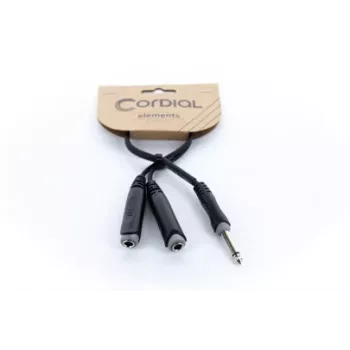 Cordial EY 0.3 PGG Cabo adaptador Y 1x ficha jack mono 6,3mm para 2x conetor fêmea jack mono 6,3mm 0,3m preto 14884