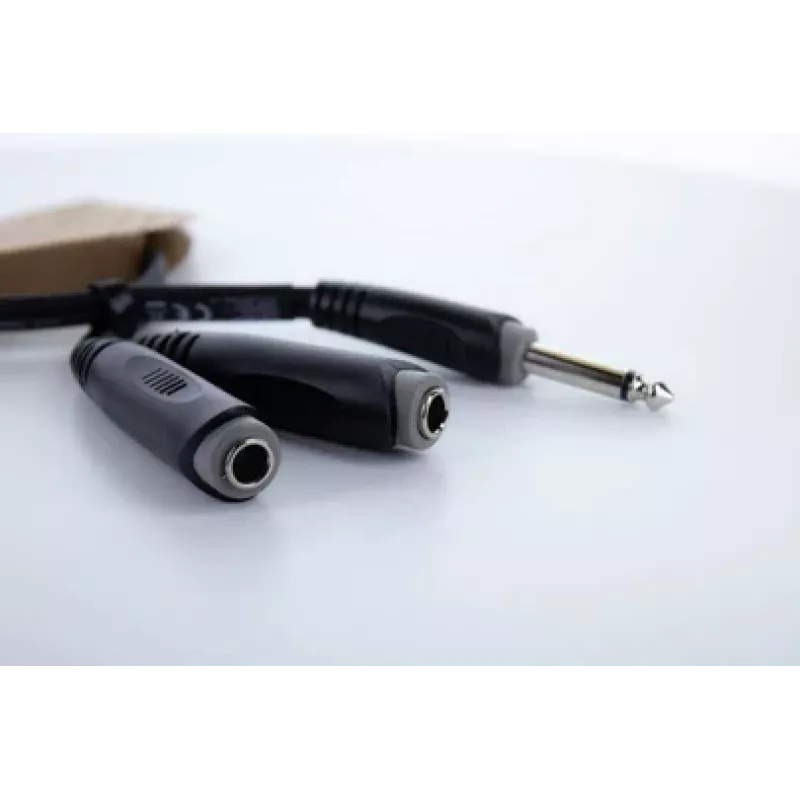 Cordial EY 0.3 PGG Cabo adaptador Y 1x ficha jack mono 6,3mm para 2x conetor fêmea jack mono 6,3mm 0,3m preto 14884