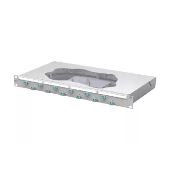 METZ CONNECT OpDAT fix Painel de patch de fusão 12xLC-D OM3, 1U, 24 fibras, cinzento-claro 1504557712-F