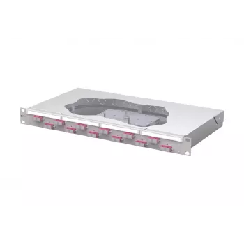 METZ CONNECT Painel de patch de fusão de fibra ótica 12 portas SC-Duplex OM4 1U montagem em rack 19 polegadas 150457BB12-F