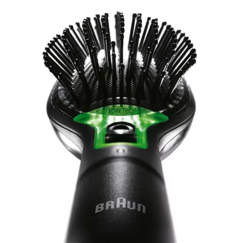 BRAUN BR 710 Escova de cabelo iónica com tecnologia Iontec, sem fios, preto/prateado