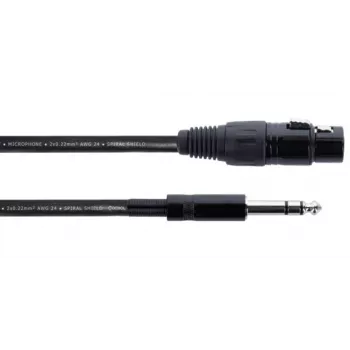 Cordial EM 6 FV Cabo de áudio XLR para jack TRS 6,3 mm, 6 m, preto 14823