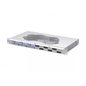 METZ CONNECT Painel de patch de fusão de fibra ótica 6 portas SC-D OS2, 1U, 12 fibras, cinzento-claro 150459E206-F