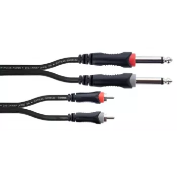 Cordial 14842 Cabo de áudio jack mono duplo para RCA 6m preto